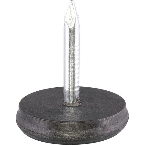 Nagelgleiter 20mm mit Einschlagstift - Möbelgleiter Kunststoff für Stühle und Möbel, schwarz (1/2)