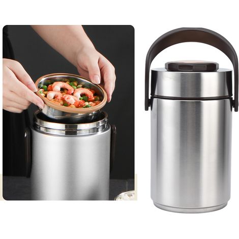 Isolierte Lunchbox aus Edelstahl 304, mehrlagig, großes Fassungsvermögen, tragbar, luftdicht, dreilagiges Isolierfach, 2300 ml (1/5)