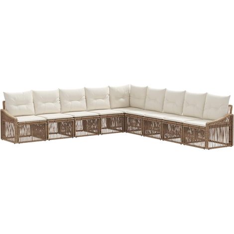 Gartensofa-set 9 pcs Beige Poly-Rattan vidaXL