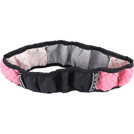 Housse de volant de voiture en cuir brodé, strass colorés et fermeture élastique (sans anneau intérieur). (1/5)