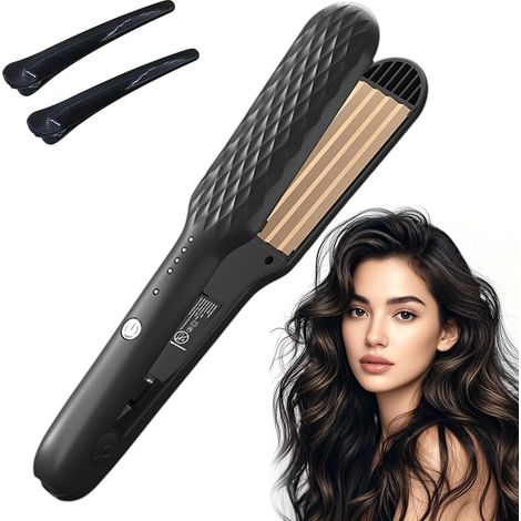 Boucleur a cheveux, lisseur boucleur avec 4 température réglables, fer a friser céramique, boucleur cheveux, pour coiffures moelleuses et volumineuses, raides et wavy cheveux, Outil coiffage (1/5)
