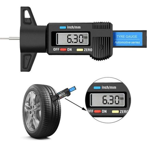 Jauge de profondeur de pneu numérique Étrier LCD 0-25.4mm Jauge de profondeur de pneu numérique pour voiture moto van camion (1/5)