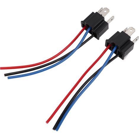 Connecteur H4 femelle 12V, paire de câbles avec prise mâle, faisceau électrique pour phare auto, connectique ampoule H4, accessoire réparation feux avant, lot de 2 pièces. (1/5)