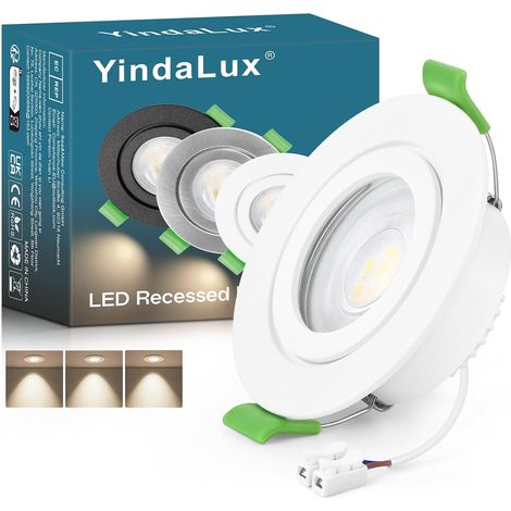 Spot led encastrable GU10 cadre IP65 incl.5W Module LED 4000K, Spot encastrable 230V Blanc mat Spots de plafond Rond plat Spot 68mm Trou pour extérieur-intérie, Lot de 6, Non dimmable (1/5)