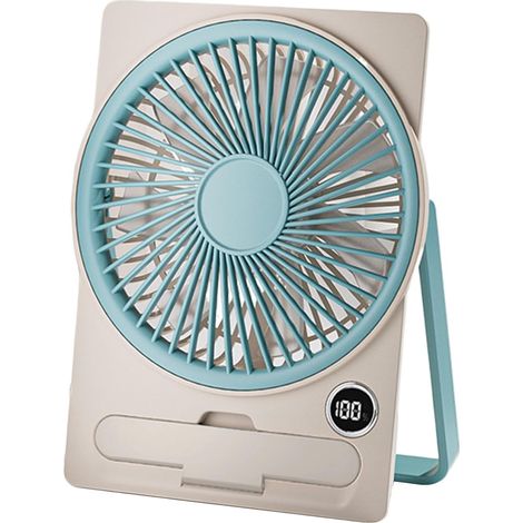 Mini ventilatore da tavolo ricaricabile, portatile, USB, elettrico, strumento di raffreddamento per ufficio, dormitorio, cucina, camera da letto, compatto, silenzioso, blu (1/5)