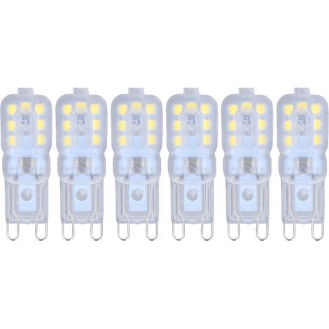 Lot 6 ampoules G9 3W – 14 LED – dimmables – protection yeux – lumière blanche 220V – lustre / lampe table (1/5)