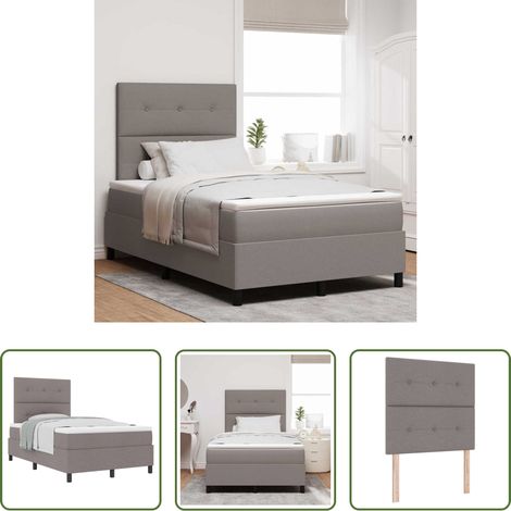 Lit moderne - Lit à ressorts avec matelas Taupe 120 x 190 cm tissu (1/5)