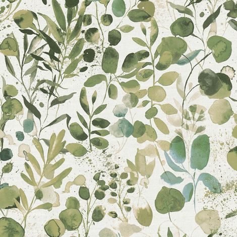 Natur Tapete Profhome 396971 heißgeprägte Vliestapete leicht strukturiert im Aquarell-Stil matt grün blau weiß 5,33 m2