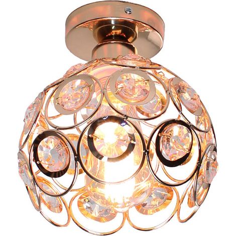 Plafoniera Vintage in Metallo Cerchio Lampada da Soffitto Industriale E27 per Cameretta Caffè Restaurent Ingresso Corridoio (20cm,Oro Rosa)