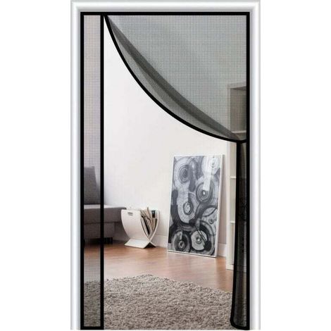 Zanzariera magnetica per porta, repellente per zanzare, chiusura automatica, impedisce l'ingresso degli insetti, 85 x 210 cm nera -Crezuo
