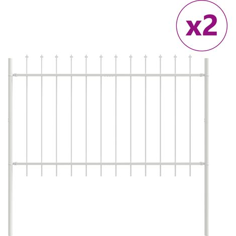 Clôture de jardin, Barrière de jardin avec un sommet pointu, blanche, 8,5 x 0,8 m, en acier CFW65672 (1/5)