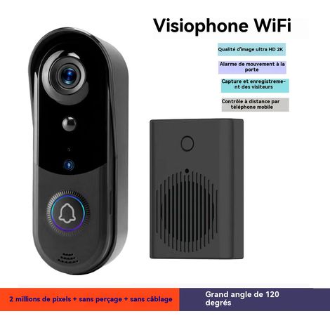 Sonnette vidéo intelligente avec détection de mouvement humain, interphone vidéo et contrôle à distance via smartphone, caméra HD pour la sécurité domestique (1/5)