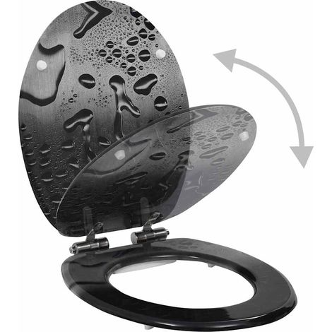 vidaXL Asiento WC con tapa de cierre suave MDF diseño gotas de agua (1/2)