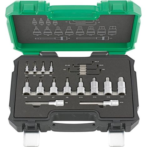 Fortis Steckschlüssel-Garnitur 1/4 + 1/2, 19-tlg. (1/5)