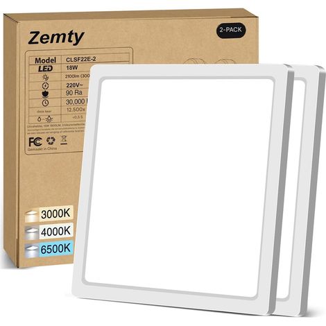 Plafonnier - Lumière blanche chaude - 3 modes de couleur et étanchéité IP44 - Luminosité de 2100 lumens - Lot de 2 - Pour salle de bain et couloir - Blanc (1/5)