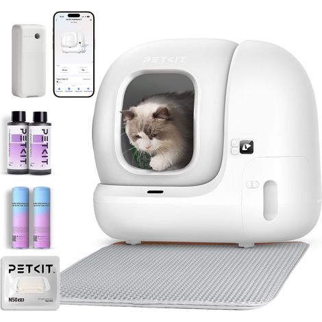 Petkit – Bac à litière autonettoyante pour plusieurs chats – 76L grande capacité – Système anti-fuites et anti-bloquage – Contrôle via app – Double désodorisation