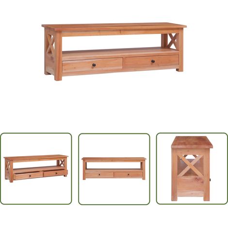 SKM Meuble TV 120 x 30 x 40 cm Bois d'acajou massif (1/5)