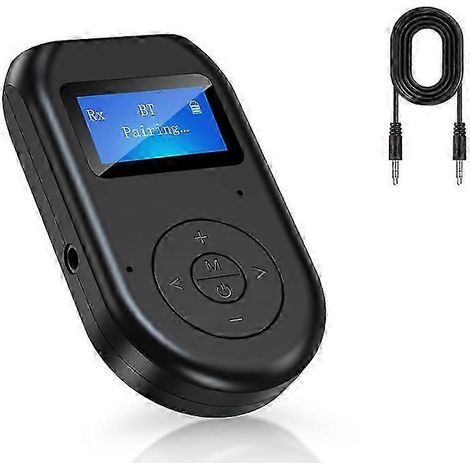 Émetteur/récepteur Bluetooth 5.0 TX/RX, adaptateur AUX à faible latence avec écran LCD, compatible avec les voitures et les téléviseurs (noir) (1/5)