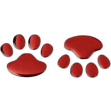 Lot de 2 autocollants auto pour voiture, motif patte d'animal 3D (chien/chat), en PVC rouge. (1/5)