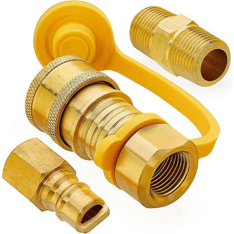 Kit de déconnexion rapide pour tuyau de propane en laiton massif (100 %) (1/5)