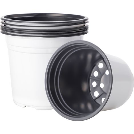Jarrón moderno de PP – 6 macetas con orificio de drenaje – diámetro 20,6 cm, altura 17,5 cm, rojo y blanco – ideal para decoración de interiores y suculentas (1/5)