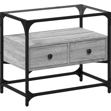 Maison Exclusive - TV-Schrank mit Glasplatte Grau Sonoma 60x35x51