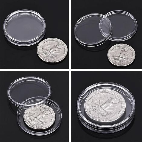 Lot de 100 Capsules Transparentes de 30 mm pour Pièces de Monnaie et Collections Commémoratives – Boîte de Rangement Claire (1/5)