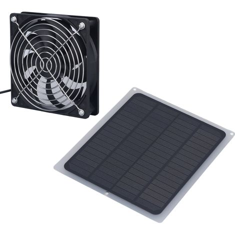 Ventilateur solaire 6W pour poulailler, extracteur d'air étanche avec grille de protection, adapté pour niche, chien, serre et abri de jardin. (1/5)