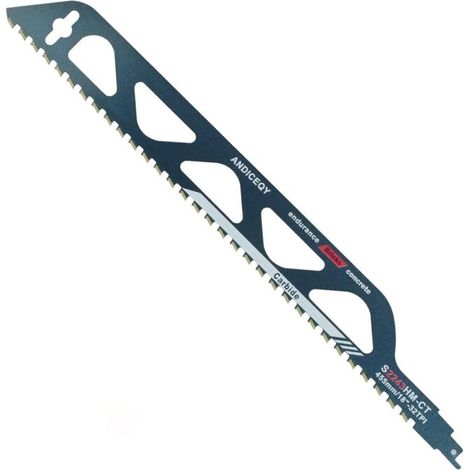 Lame de scie sabre en acier au carbure de tungstène pour métal, bois, pierre, accessoires de scie sabre pour béton cellulaire, brique, béton, plaque de ciment, longueur (455mm/18")