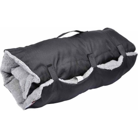 Paris Prix – Matelas de voyage pour chien 80x50cm – Anti-tâches – Textile noir et gris – Usage intérieur (1/2)