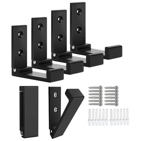 OHIYO Klappbare Kleiderhaken 6er Set aus Aluminium Wandhaken faltbar (Schwarz) für Kleidung, Taschen & Rucksäcke Einklappbare Wandhaken für Innen & Außen (1/5)