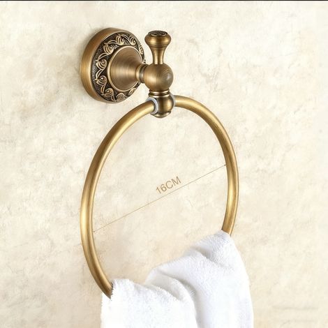 Kit salle de bain rétro Klassic solide cuivre et verre céramique , revêtement Minimal Bronze Montage mural de conservation Bain Accessoires Accessoires décor Porte-sèche-cheveux Anneau à serviettes