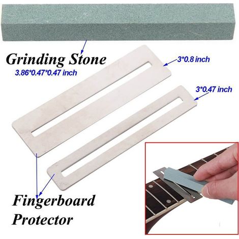 Kit de lime pour polir les frettes de guitare en acier inoxydable, joint de protection pour le polissage des frettes, pierre à meuler