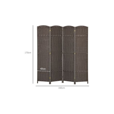 Paravent séparateur de pièce marron à 4 panneaux pliable avec protection visuelle pour salon, chambre et bureau (1/5)