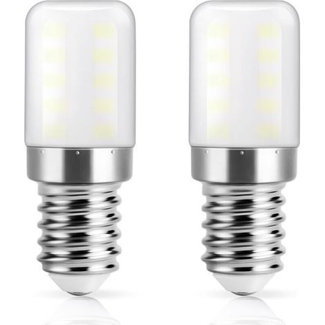 E14 LED Refrigerator Bulb, Cool White 6000K, 3W Replaces 30W Halogen Bulb for Refrigerators, 300lm, Small Screw Base LED Lamp for Fridge, Cooker Hood, Sewing Machine, 2 Units [Energy Class] (1/5)