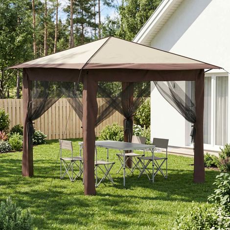 Abri de jardin avec 4 parois 2,6 x 2,6 m Crème et marron (1/5)