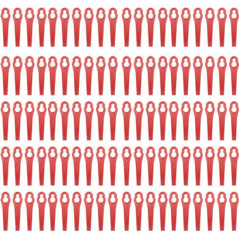 100 Pieces Plastic Replacement Blades for Garden Trimmers, 80mm Length, 11x7mm Hole Diameter, Red (1/5)