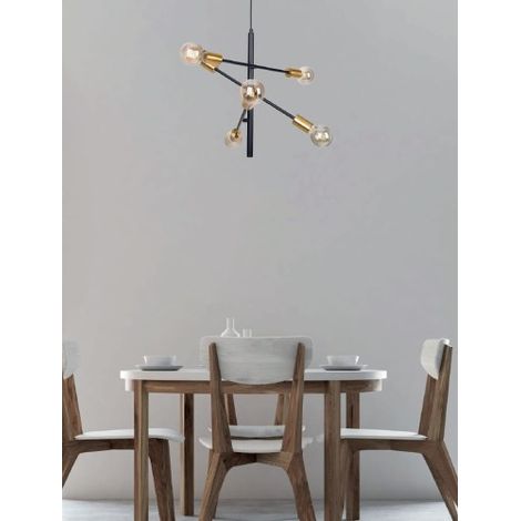 Suspension métal noire 6 lumières E27 Todi Maxlight