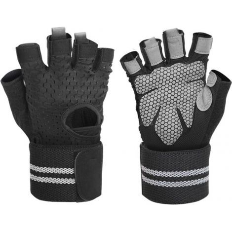 (M) Guanti da palestra da uomo e da donna - Guanti traspiranti da donna - Silicone antiscivolo - Protezione del palmo - per allenamento, ciclismo, trazioni (1/5)