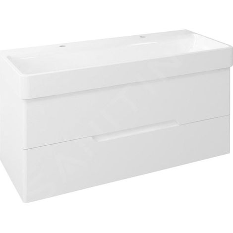 MEDIENA Meuble sous-vasque 117x51x48,5cm, blanc mat/blanc mat (1/4)