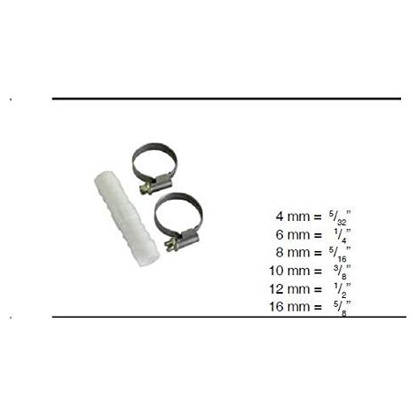 GIUNZIONI PER TUBI IN PLASTICA CON 2 FASCETTE DA 8mm