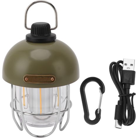 Ortviai Lanterne de Camping Rechargeable 4500 mAh, 3 Modes Réglables, Étanche IP55, Vert (1/5)