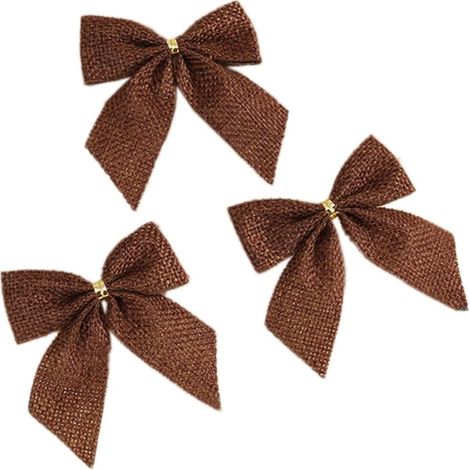 Lot de 20 nœuds décoratifs pour sapin de Noël, cloches, décoration de sapin de Noël, mariage, anniversaire, Noël, marron (1/4)
