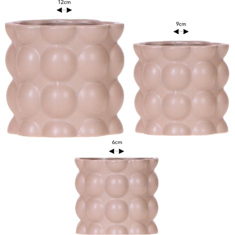 Lot de 3 Cache-pots Décoratifs Texture Bulles de Coton Sable pour Plantes 6, 9 et 12 cm - PANGIVO (1/5)