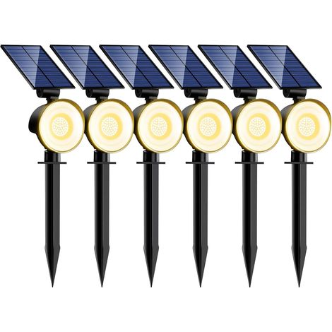 Lampe Solaire Extérieur Jardin Lot de 6, Spot Solaire Exterieur Puissant 53 LED/3 Modes, Étanche Réglable Lumiere Solaire pour Allée Chemins Murale[Blanc Chaud] (1/5)