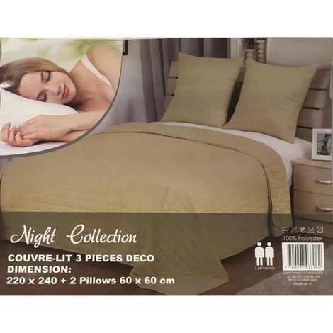 Douceur de Nuits COUVRE Lit Microfibre Taupe 220 x 240 cm