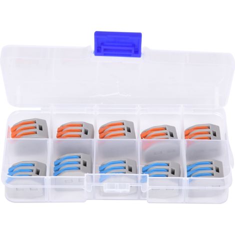 2 boîtes de borniers à levier à ressort pour câbles électriques 11-28 AWG (0,8-2,5 mm²) - Connecteur PCT-213 - 20 pièces (1/5)