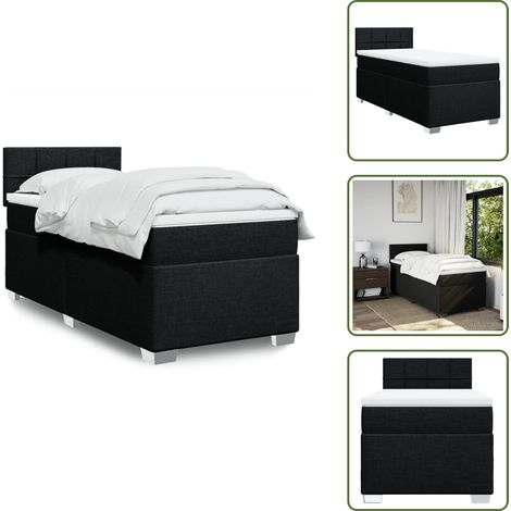 Boxspringbett mit Matratze Schwarz 90x190 cm Stoff - Boxspringbett - Doppelbett - Schlafsystem - Bettsofa - Bettgestell (1/5)