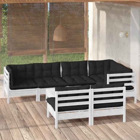8-tlg. Garten-Lounge-Set mit Kissen Weiß Kiefer Massivholz vidaXL (1/5)