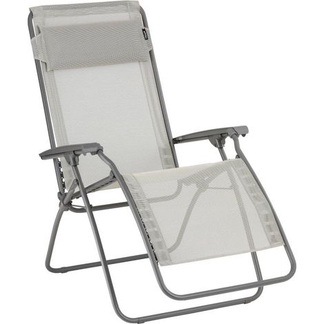 Fauteuil Relax Zéro Gravité R Clip - Chaise Longue Pliante Terrasse et Jardin - Toile Batyline Résistante - Transat Multiposition, Tout Confort, Fabriqué en France - Beige SEIGLE (1/5)